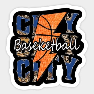 Graphic Basketball City Proud Name Vintage Sticker